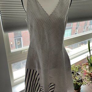 Sleeveless Piazza Sempione Fit and Flare Dress Navy Stripes with Pockets